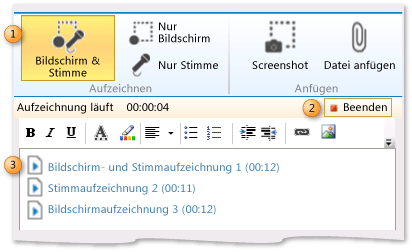 Aufzeichnung einer Feedbacksitzung starten