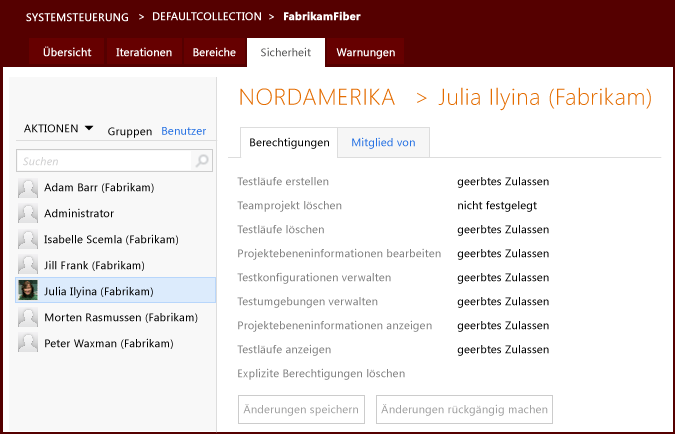 Berechtigungen anzeigen oder ändern