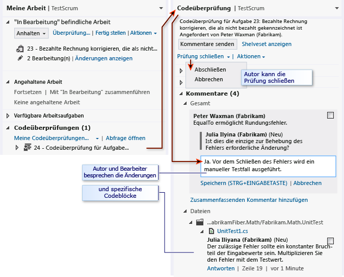 Reagieren auf eine Codeüberprüfung