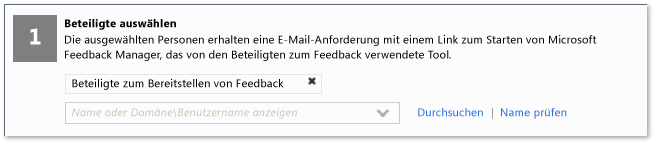 Adressatangabe für das Formular zur Feedbackanforderung