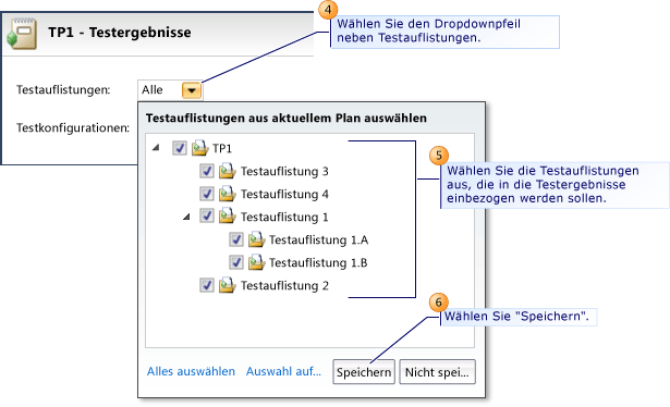 Testplanergebnisse anzeigen