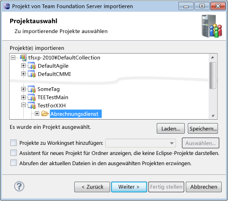 Projekt von Team Foundation Server importieren