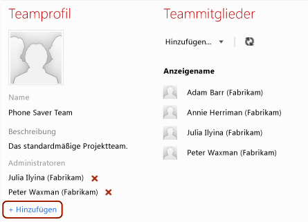 Benutzer als Teamadministrator hinzufügen