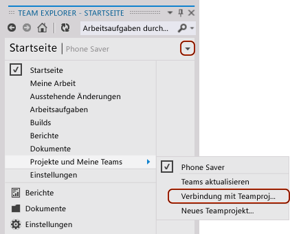 Mit Team Explorer verbinden