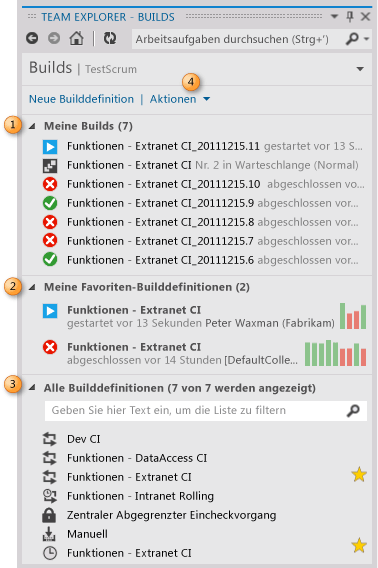 Seite für Team Explorer-Builds
