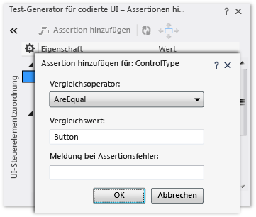 Testassertionen für codierte UI