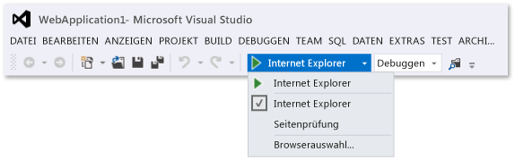 Debuggingoptionen für Webbrowser auswählen