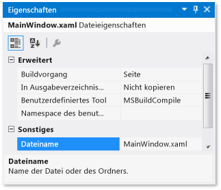 Eigenschaftenfenster mit hervorgehobenem Dateinamen