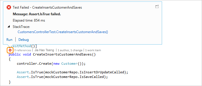 CodeLens - See unit test result