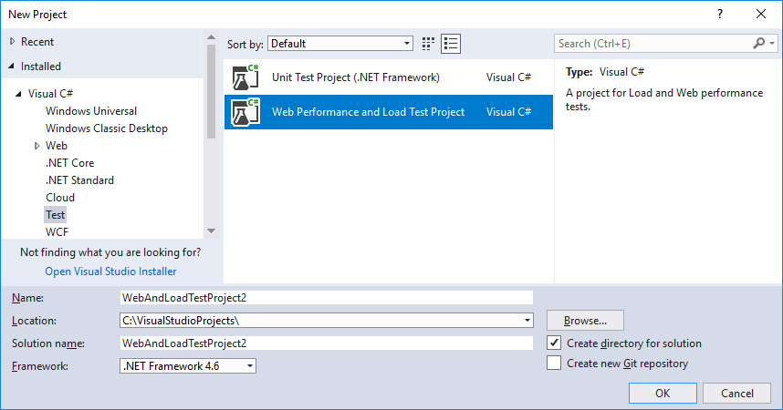 Web performance and load test project template