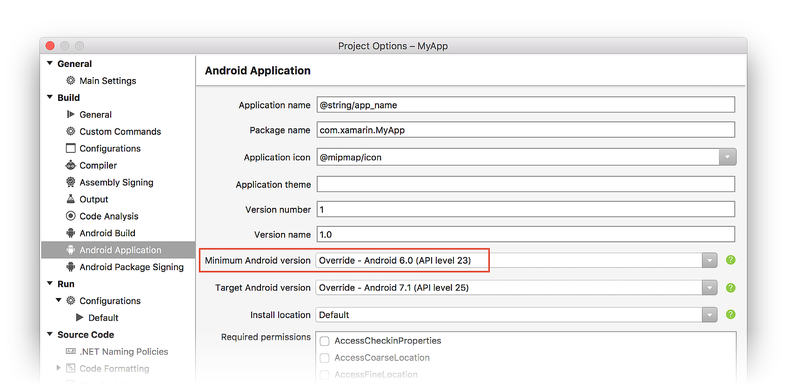 Android-Mindestversion auf 