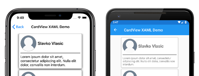 Screenshot der CardView-Beispielanwendung