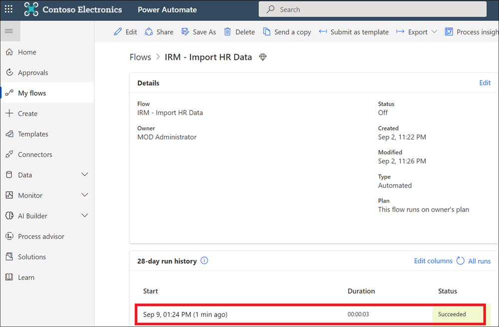 Power Automate–Flusstest.