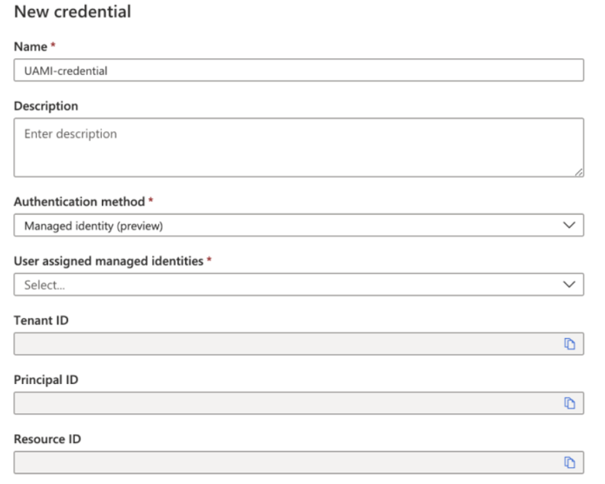 Screenshot: Kachel zum Erstellen einer neuen verwalteten Identität mit hervorgehobenem Link 