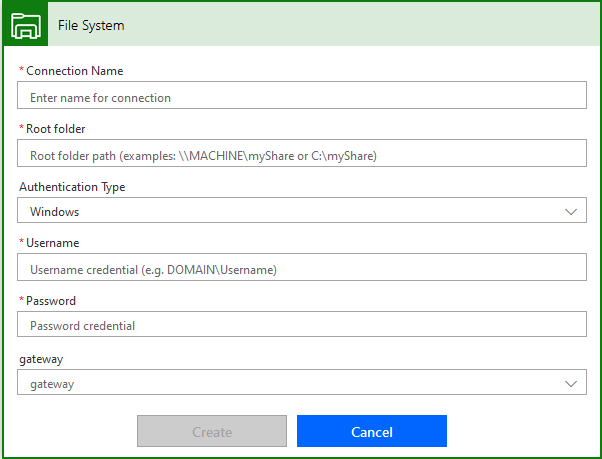 Screenshot: Aufforderungen zum Erstellen des Connectors