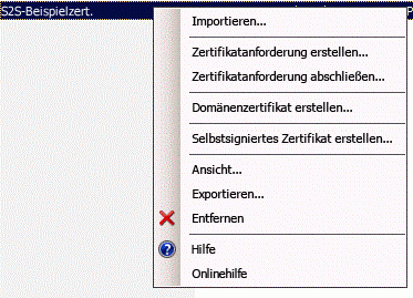 Exportieren eines Testzertifikats