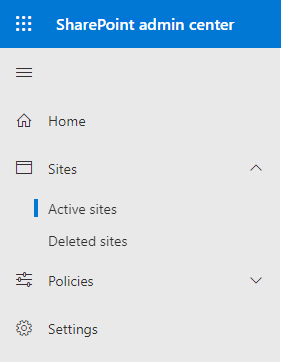 Aktive Websites im Microsoft Office SharePoint Online Admin Center