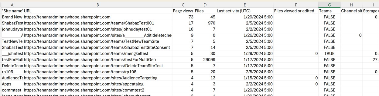 Screenshot der exportierten CSV-Datei