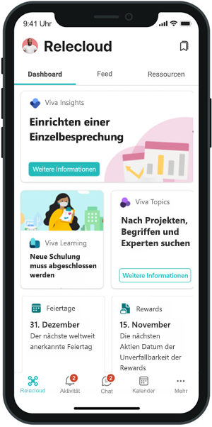 Screenshot der Viva Connections Landing Page