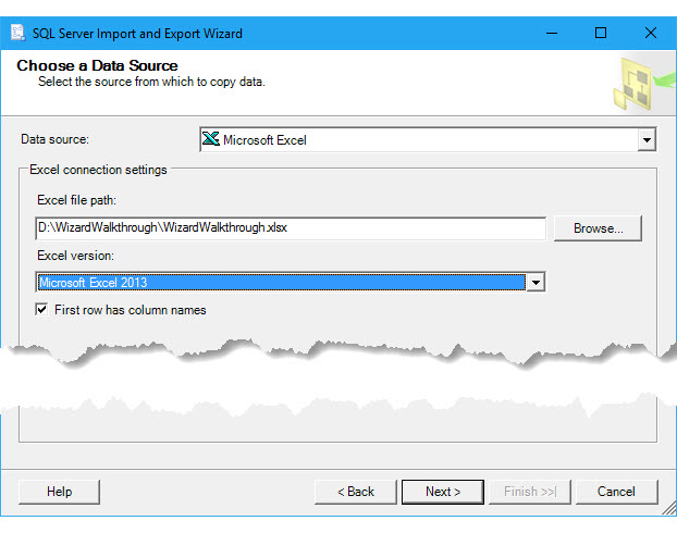 Auswählen der Excel-Datenquelle