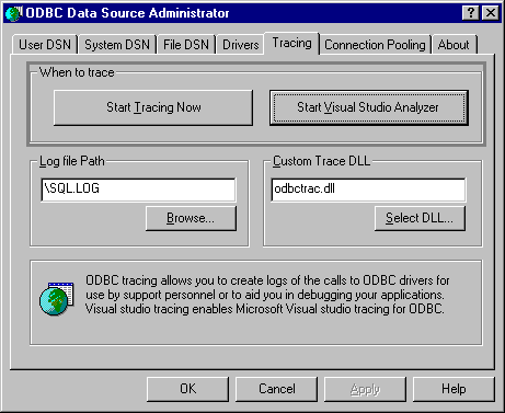 ODBC-Datenquellenadministrator-Ablaufverfolgung