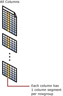 Logisches Diagramm des Spaltensegments. Jede Spalte weist ein Spaltensegment pro Zeilengruppe auf.