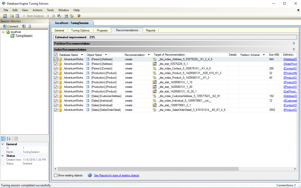 DTA Columnstore-Indexempfehlung