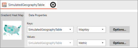 Screenshot der simulierten geografischen Datenoptionen.