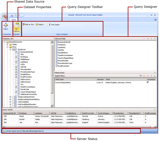 Screenshot: Entwurfsmodus für freigegebene Datasets.