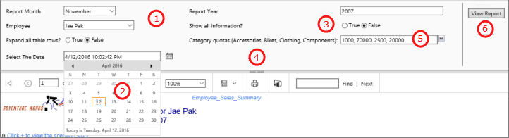 Screenshot, der den Parameterbereich zeigt, in dem verschiedene Parameter und Schnittstellenwerkzeuge hervorgehoben werden.