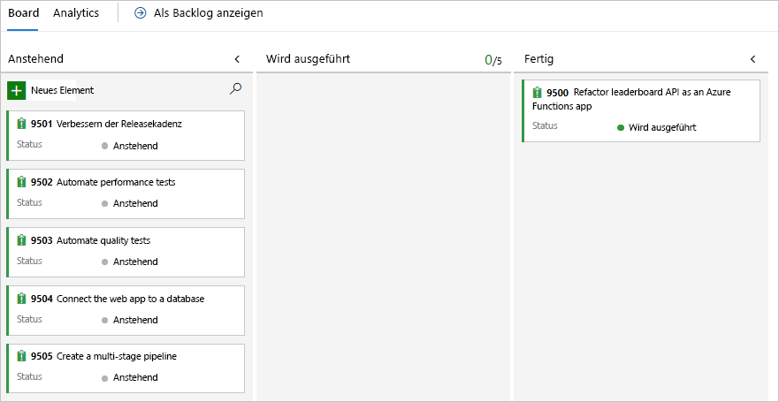 A screenshot of Azure Boards, showing the card in the Done column.