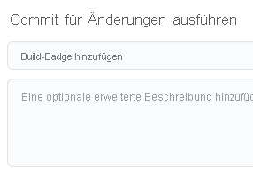 Screenshot von GitHub, der die Commitmeldung zeigt.