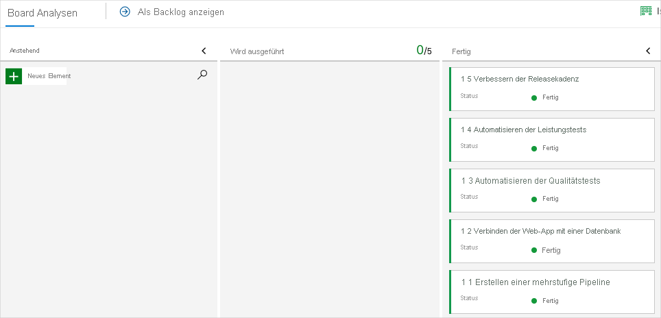 A screenshot of Azure Boards, showing the card in the Done column.