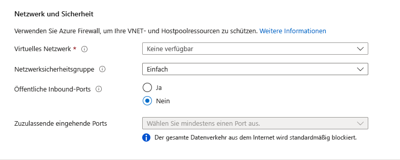 Screenshot der Registerkarte zum Erstellen eines virtuellen Computers für einen Hostpool in Azure Virtual Desktop