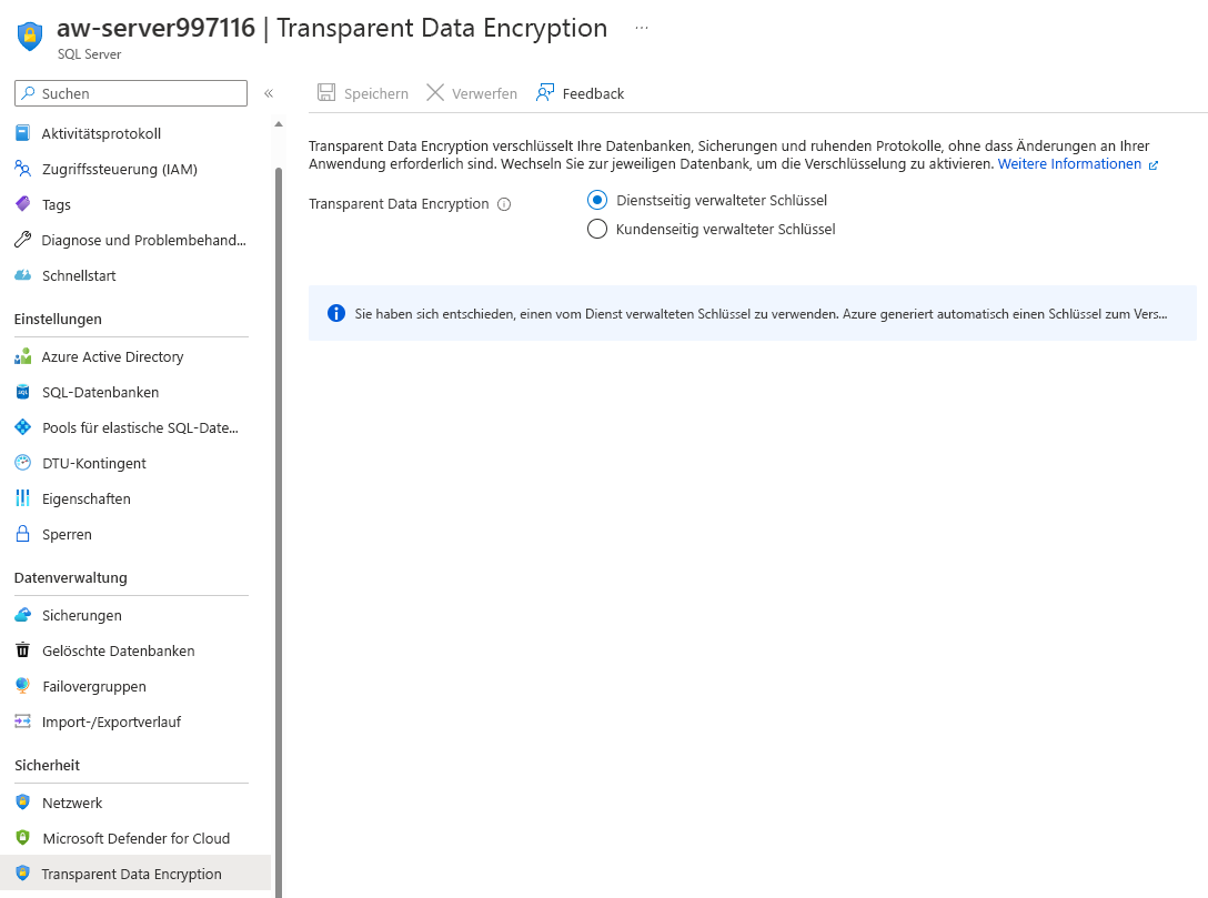 Screenshot of the TDE options server view.