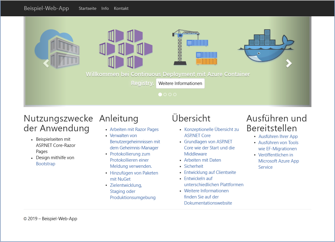 Screenshot der Beispiel-Web-App