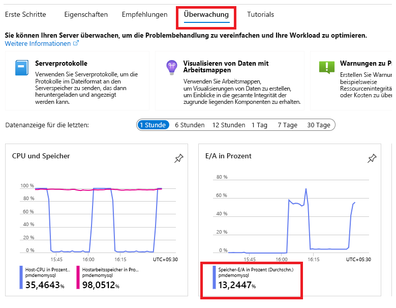 Screenshot des Übersichtsbereichs „Überwachung“.