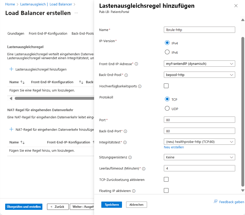 Hinzufügen einer neuen Lastenausgleichsregel