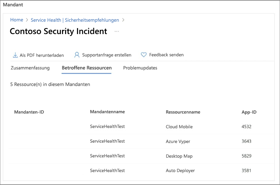 Screenshot: Erster exemplarischer Sicherheitsincident