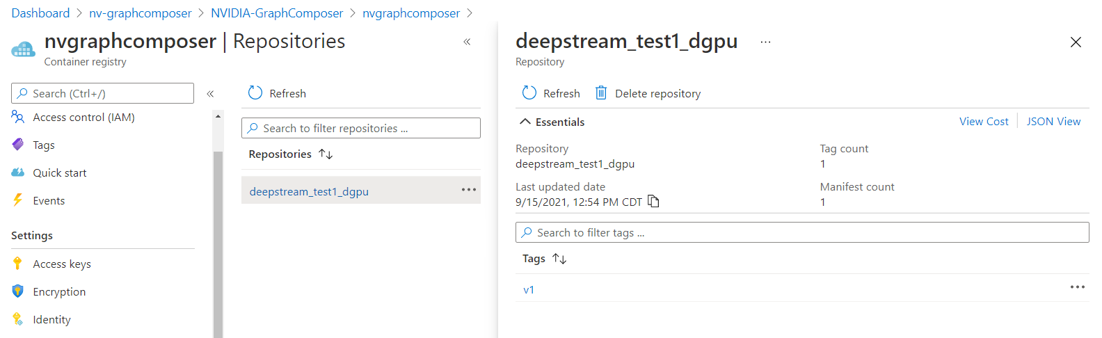 Screenshot: Azure Container Registry-Repositoryliste