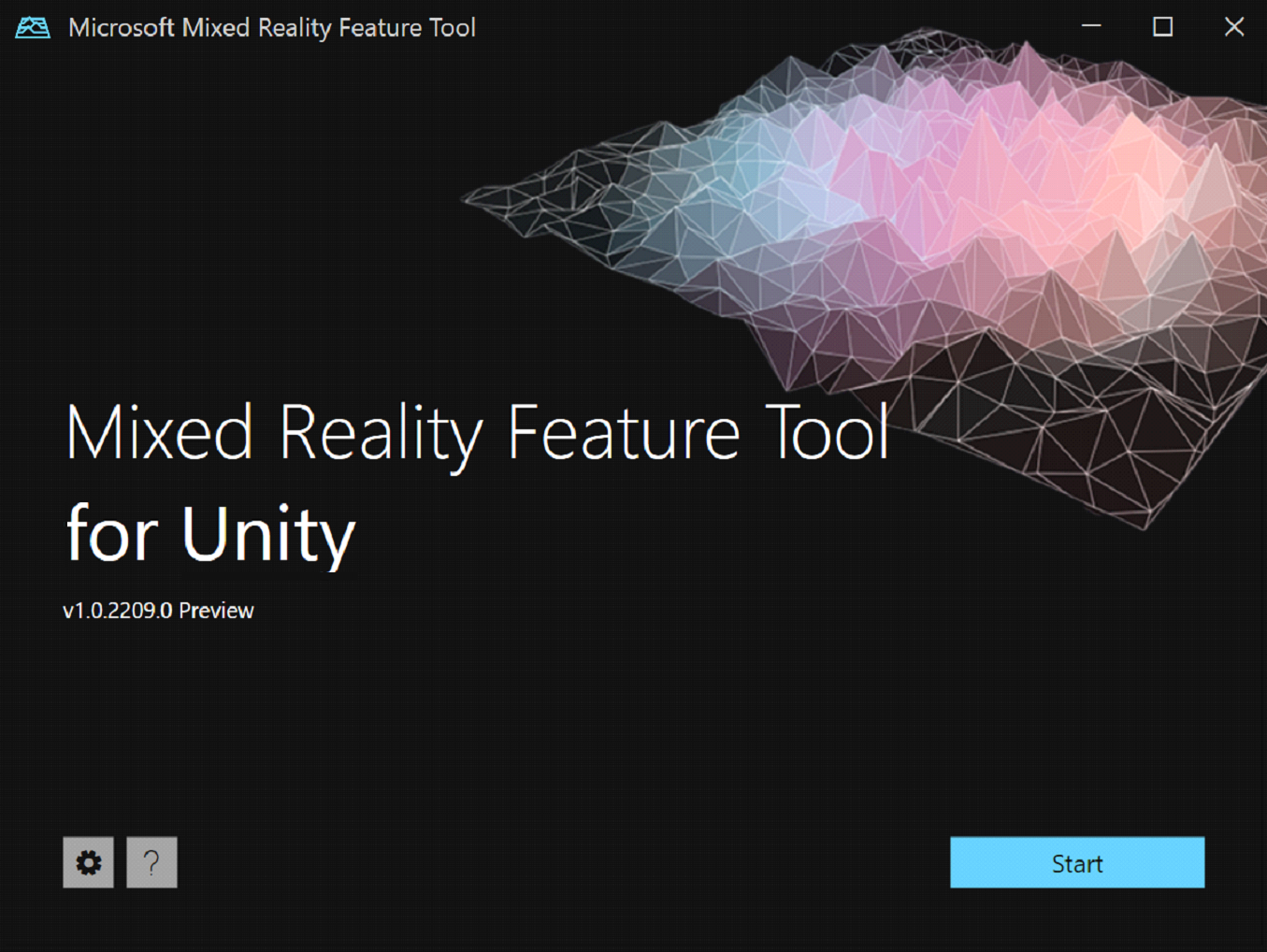 Screenshot des Startfensters des Mixed Reality-Featuretools