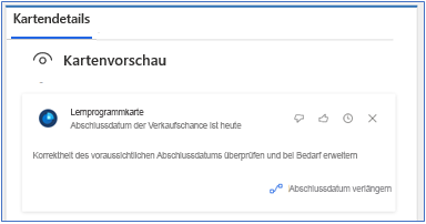 Tutorial-Karte, wie sie im Dashboard angezeigt wird.