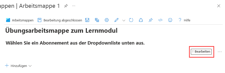 Screenshot der Schaltfläche „Bearbeiten“ in einem Abschnitt einer Arbeitsmappe