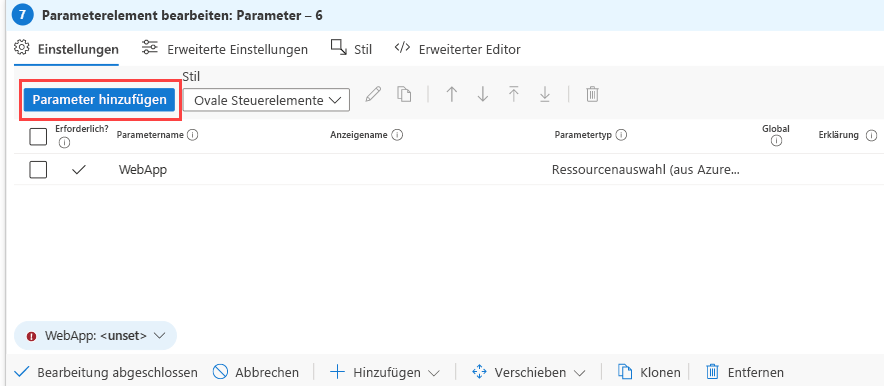 Screenshot that shows adding a second parameter to an existing parameter control in Azure workbooks.