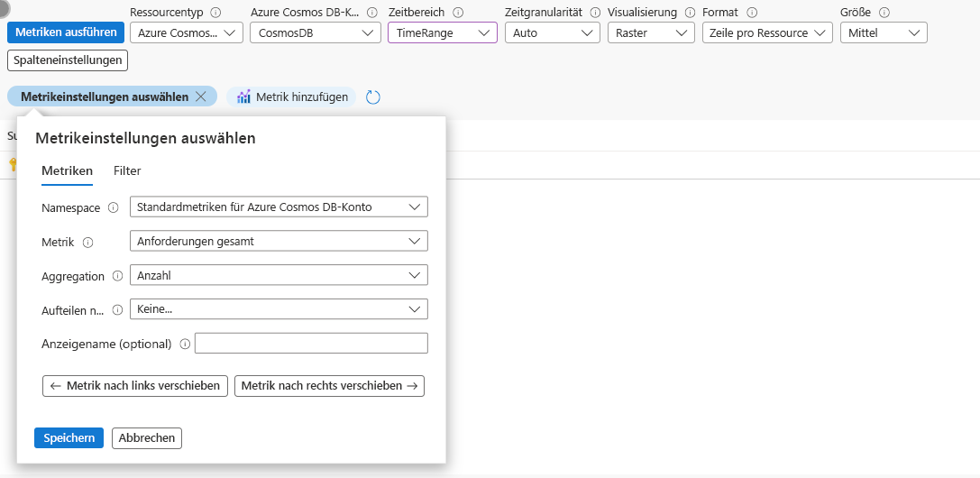 Screenshot that shows a query for the number of requests to a database in an Azure Workbook.