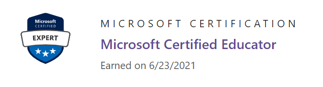 Screenshot, der den Transkriptdatensatz einer erfolgreichen Zertifizierung als „Microsoft Certified Educator“ zeigt