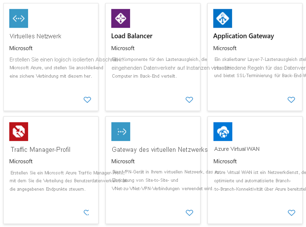 Screenshot: Hauptkomponenten von Azure-Netzwerkdiensten