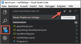 Screenshot des Commits mit VS Code.