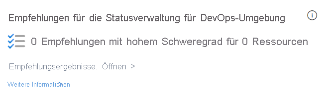 Screenshot: Empfehlungen für die Sicherheitsstatusverwaltung auf der Seite „Sicherheitsübersicht“.