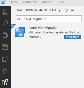 Screenshot of the Azure migration extension for Azure Data Studio available in the marketplace.